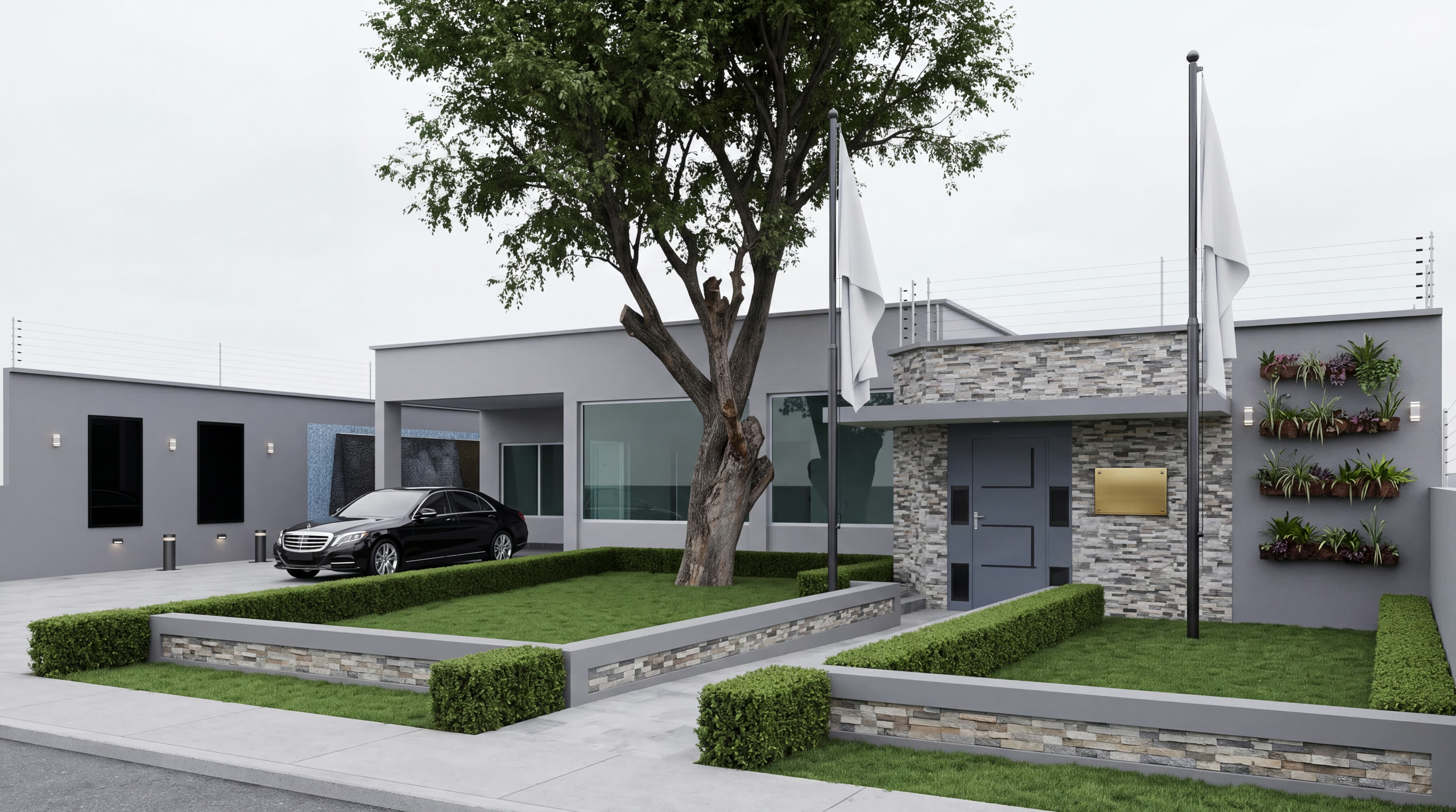 Render conceptual como sede diplomática