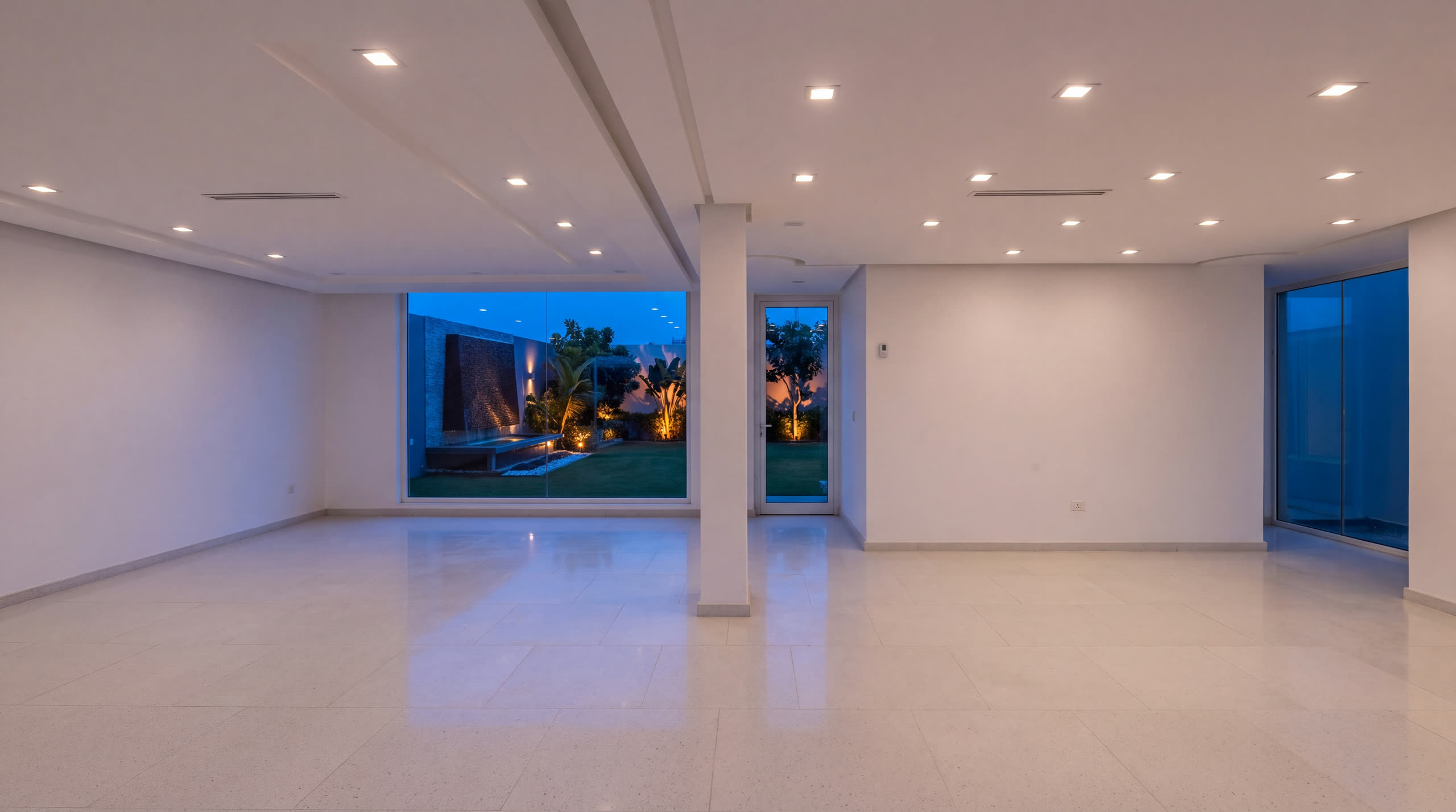 Recreación de la sala al atardecer